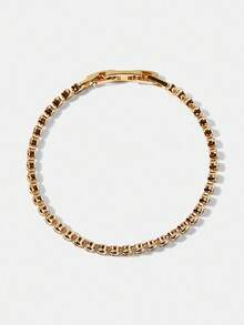 MOTF PREMIUM Pulsera de tenis con diamantes redondos enchapada en oro de 18K para mujeres - Amarillo Oro - Ver 8