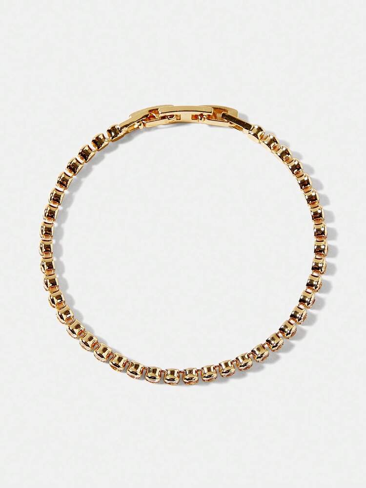 18K GOLD PLATED ROUND DIAMOND TENNIS BRACELET FOR WOMEN