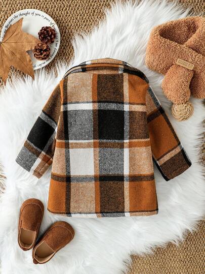 Souflis Souflis Baby Boy/Girl Elegant Vintage Plaid Overcoat,Autumn Birthday Clothing For Toddler,Denim And White Fall Winter Jacket For 3 Months To 3 Years Old