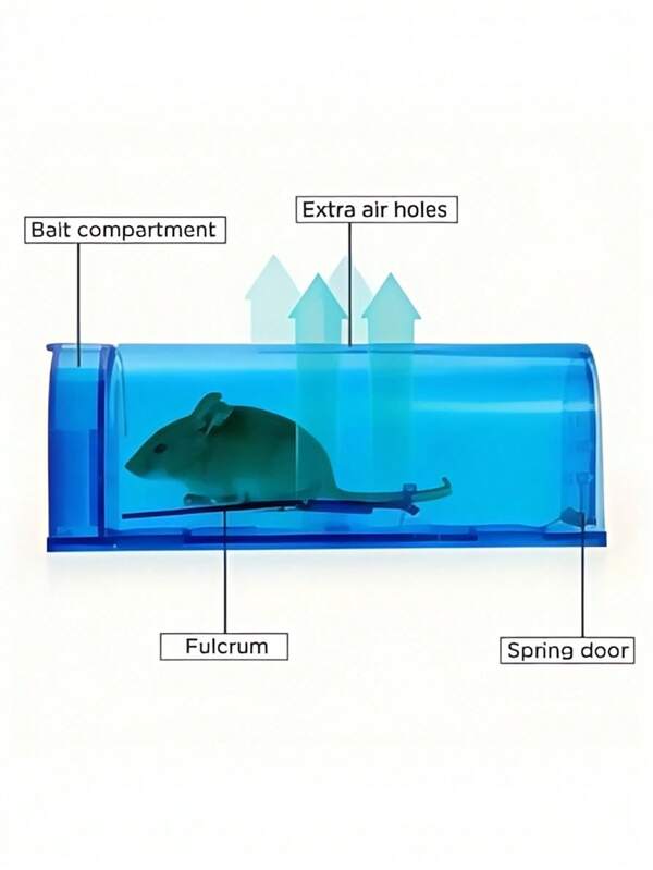 SHEIN 1pc Humane Mouse Trap - Lethal Catcher For Indoor And Outdoor Use, Pet - Friendly For Dogs And Cats, Made Of Blue Plastic