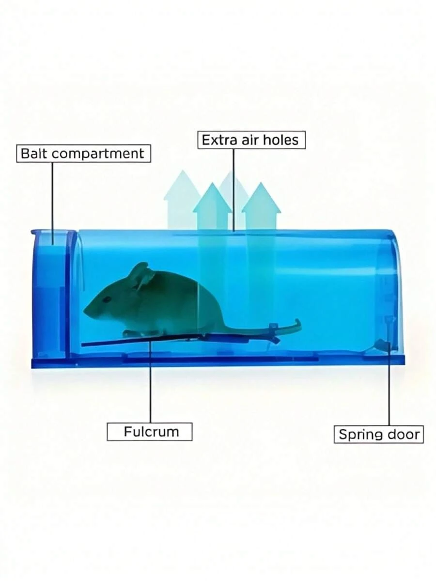 SHEIN 1 件装人性化捕鼠器 - 致命捕鼠器，适合室内外使用，宠物友好型，适用于狗和猫，蓝色塑料制成