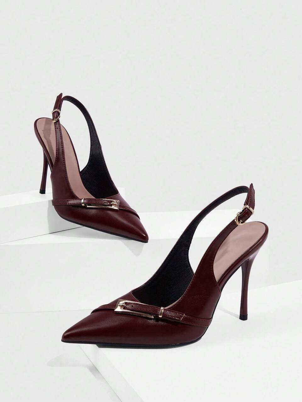 CUCCOO SZL Women's Back Strap Bow Decor Lolita Style High Heel Pumps, Burgundy For Christmas