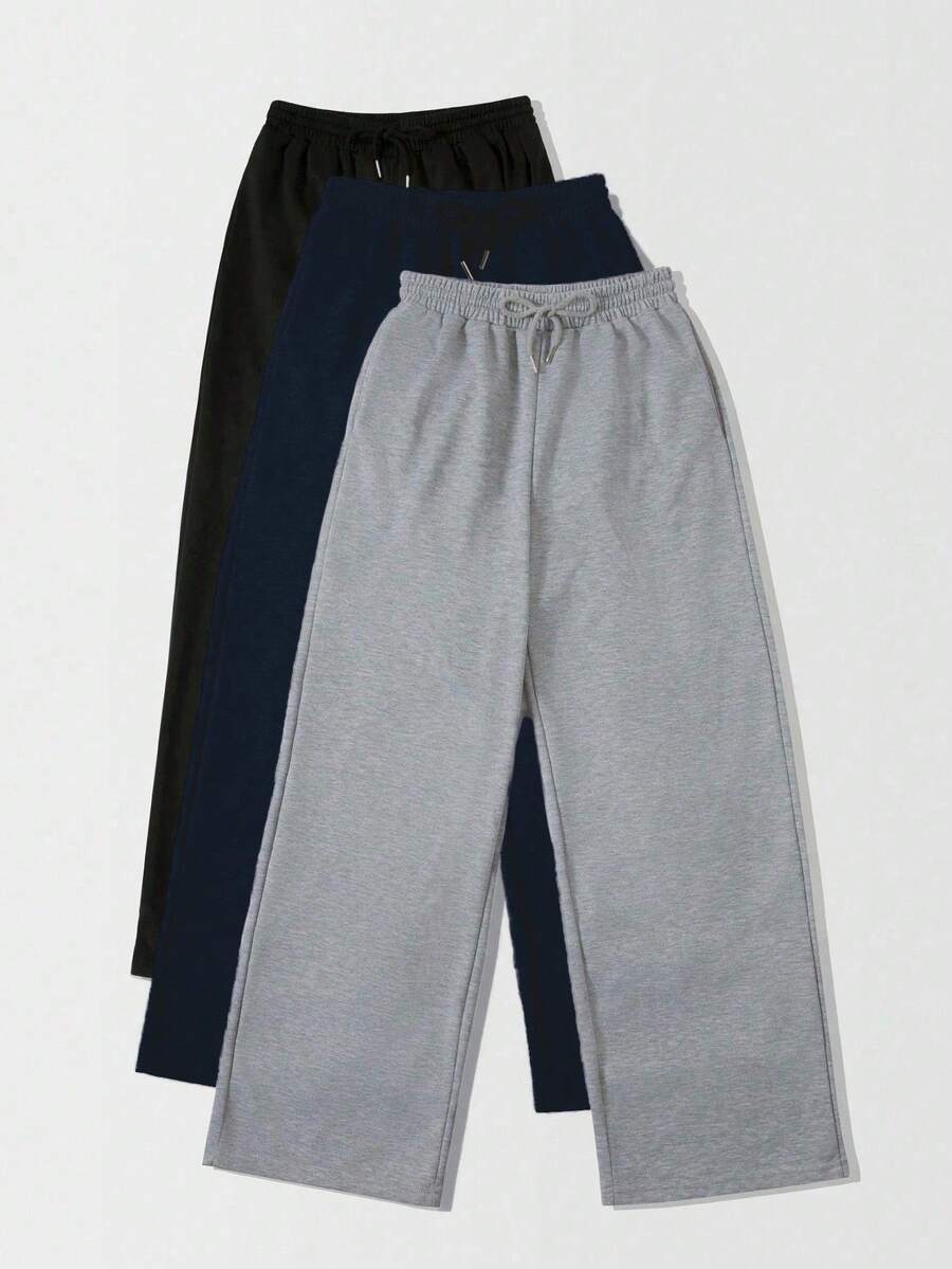 SHEIN Unity 3件套百搭简约黑、白、灰运动裤套装 - 彩色 - 查看 1