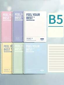 SHEIN 6 包 60 120 页 A5 B5 83x59 英寸螺旋笔记本学院横线 7 毫米厚纸板封面 6 种颜色学习笔记日记写作返校办公用品线圈笔记本大容量厚简约时尚多色笔记本适合学生女士工作家庭夏季秋季文具礼物