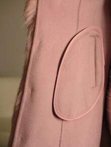 MOTF PREMIUM WOOL CONTRAST FAUX FUR BELTED OVERCOAT - Baby Pink - View 9