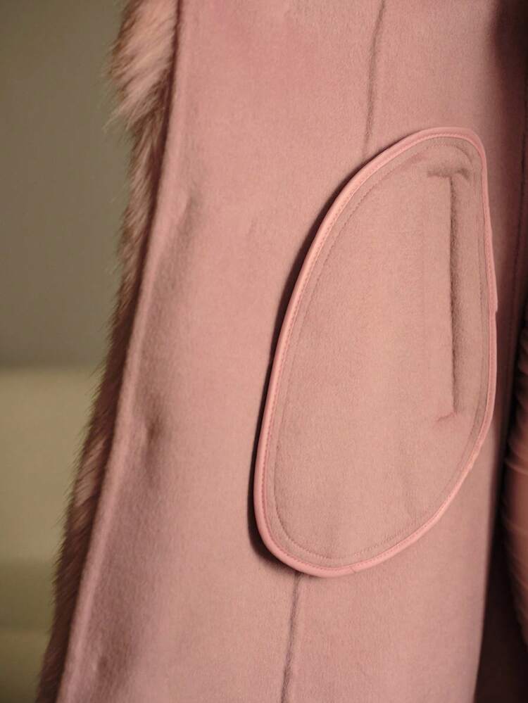 WOOL CONTRAST FAUX FUR BELTED OVERCOAT