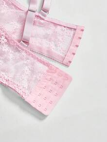 ROMWE Kawaii 大码性感娃娃装内衣套装 - 粉色 - 查看 3