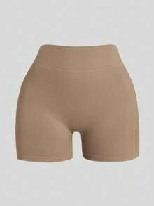 Gameset SHEIN Sport Quần short thể thao lưng chữ V liền mạch màu trơn dành cho nữ - Nhiều màu - Xem 4