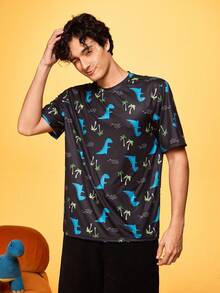 Notgurli Plus Size Men's Casual Fashionable Sleepwear Top, Summer - Grey - View 4