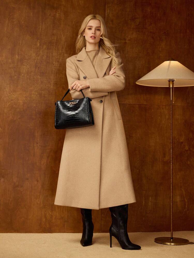 CROCODILE PATTERN TURN-LOCK TOP HANDLE BAG