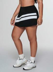 Rhythm Era Spódnica sportowa damska w dużym rozmiarze z wysokim stanem i blokami kolorów, z krótkimi spodenkami i kieszeniami, odpowiednia do noszenia na co dzień, biegania, jogi, siłowni i tenisa