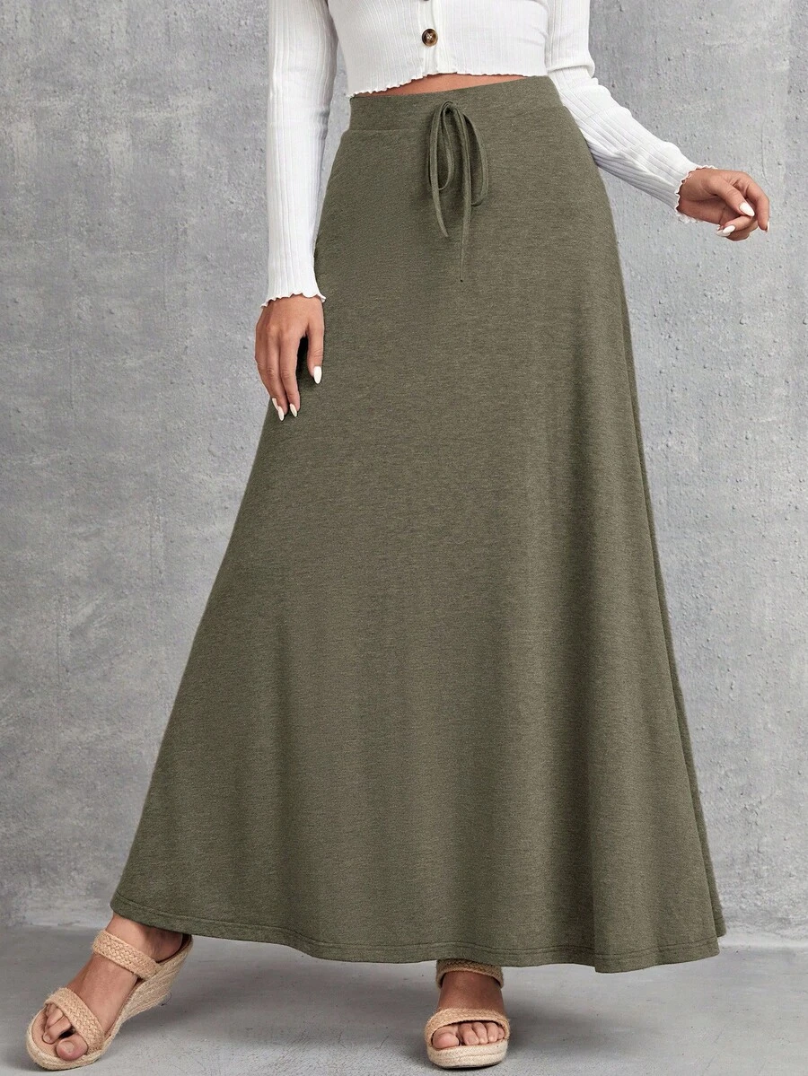 EMERY ROSE Women's Solid Color Minimalist Casual Skirt,Fall - Burgundy - View 1