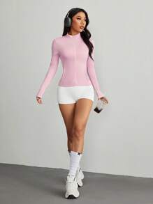 SHEIN PETITE Women's Casual Open Cardigan Jersey, Regular Fit Spring Jacket In Fall/Winter - Pink - View 3