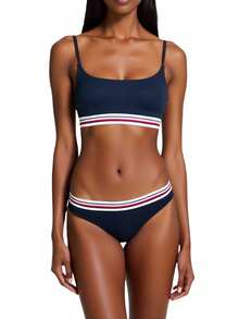 Tommy Hilfiger Tops de biquíni femininos - Azul marinho - Ver 1