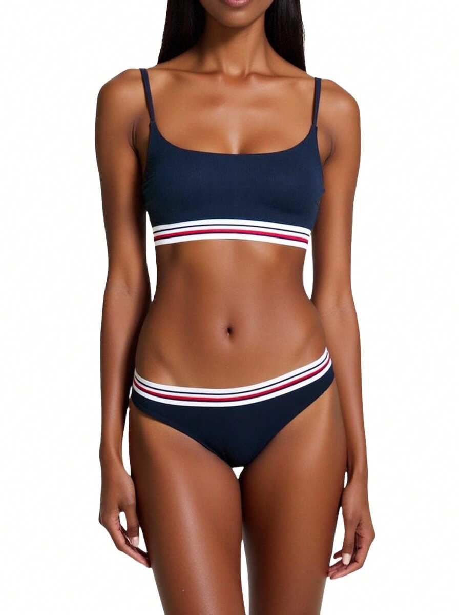 Tommy Hilfiger Tops de biquíni femininos - Azul marinho - Ver 1