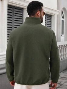 Manfinity CasualCool 秋冬羊毛立领半拉链长袖宽松加厚休闲运动套头衫男士纯色健身健身房训练针织外套