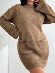 EURMUSE Women's Casual Pocket Sweater, Daily Wear, Comfortable, Fall, Winter - Brown - View 3