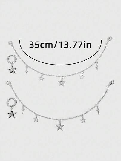 Grunge Punk 4 pièces Décorations de chaussures à chaîne de style punk pentagramme