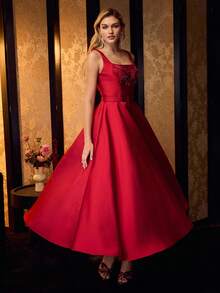 MOTF BEADED EMBROIDERY PROM DRESS - Burgundy - View 6