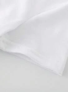 SHEIN 年輕女孩簡約方格蝴蝶結短袖T恤，休閒風格 - 白色 - 查看 5