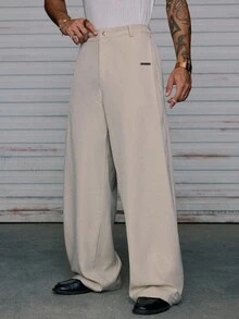 AXEPEAK Męskie spodnie casualowe o prostym, luźnym kroju ze szlufkami na pasek, idealne na jesień - Morela - Zobacz 1