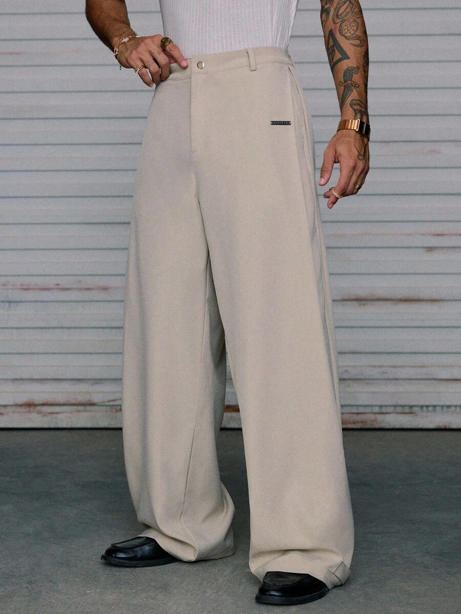 AXEPEAK Męskie spodnie casualowe o prostym, luźnym kroju ze szlufkami na pasek, idealne na jesień - Morela - Zobacz 1