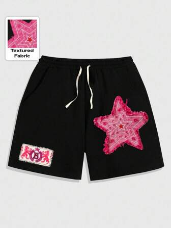 Street Life Short ample avec cordon de serrage à la taille, poche et patch pentagramme, pour garçon adolescent