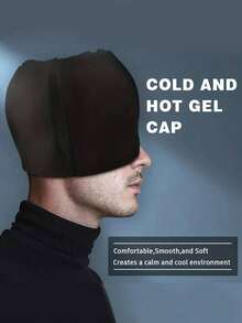 SHEIN 1 件装冷却凝胶冰袋头帽，冷/热疗法缓解头痛，舒缓偏头痛，冷敷睡眠面罩，凝胶冰帽用于头部和眼睛的物理冷却，减轻头痛和肿胀 - 黑色 - 查看 4