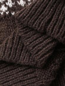 DAZY Baby Girls' Crew Neck Contrast Color Cartoon Print Long Sleeve Sweater Fall,Winter Toddler Girls Clothes - Coffee Brown - View 3