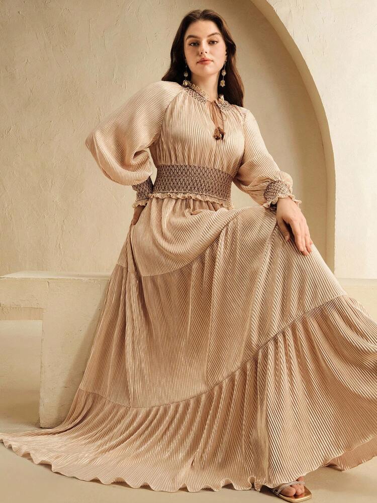 New Autumn High-End Vintage Pleated Slimming Long Dress