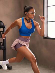 Powerista 宽腰带运动短裤，内置内衬，舒适短款毛衣短裤