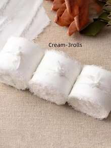 1/3/9 卷手工雪纺丝带流苏 1.5 英寸 X 5.5 码磨边丝带，适用于婚礼请柬、新娘花束、礼品包装、蝴蝶结制作、工艺品、派对装饰 - 彩色 - 查看 30