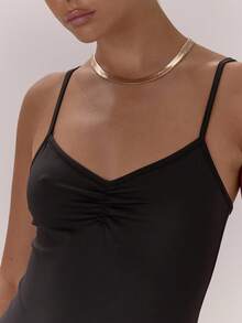 MUSERA Ruched Bust Bra Strap High Leg Bodysuit Classy Sexy Night Out Occasion Vacation Autumn Layered Winter Party Elegant - Black - View 6