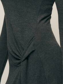 Nöista Dark Grey Maxi Dress – Elegant Fall Dress With Long Sleeves, Side Knot Detail, And A Sleek Silhouette. Perfect For Fall Outfits Women Love, Winter Dresses, Or As A Chic Option For Office Outfits And Evening Wear. - Dark Grey - View 7