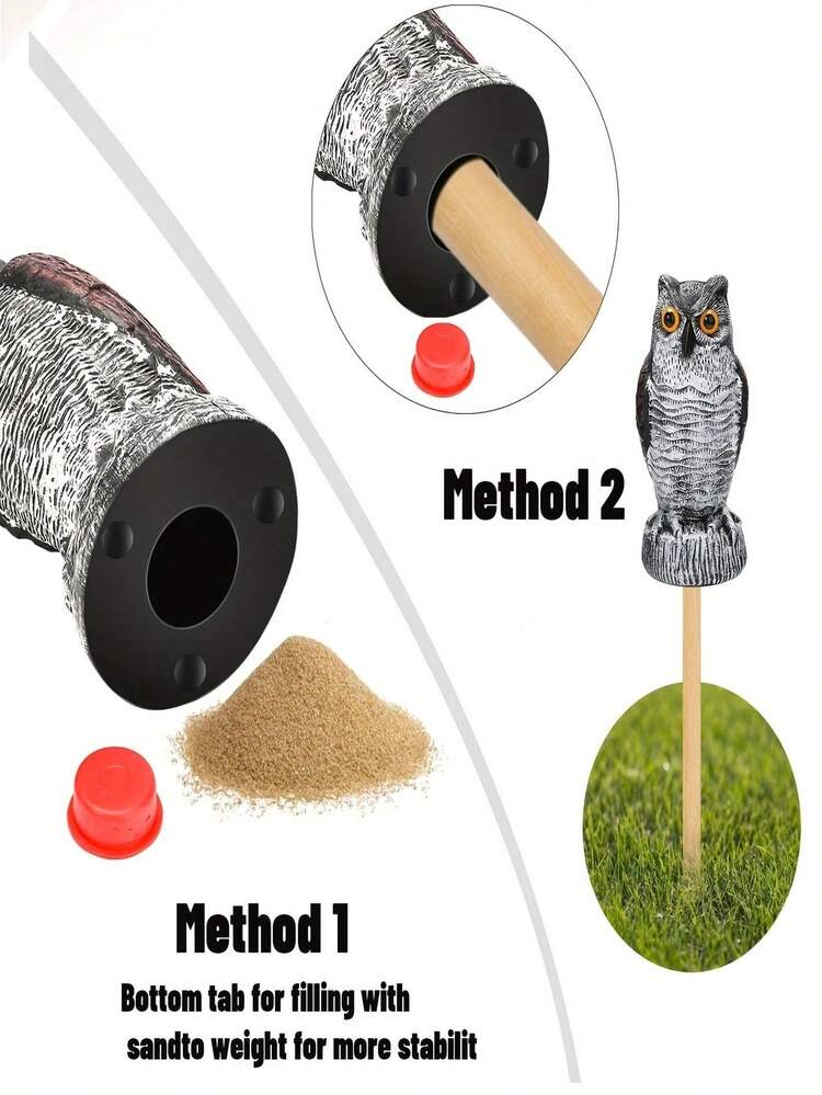 SHEIN 1个旋转头猫头鹰稻草人，塑料驱鸟器，户外害虫防治设计花园保护器，户外装饰品，防松鼠和老鼠！非常适合您的花园、门廊或阳台 - 彩色 - 查看 6