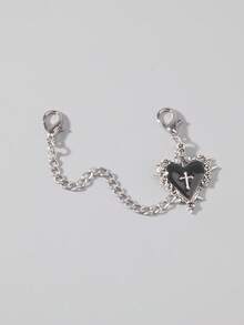 ROMWE Grunge Punk Gothic Red Heart, Rose, Cross Punk Charm Shoe Accessories - Black - View 3