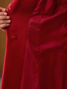 MOTF PREMIUM WOOL SEQUIN BEADED EMBROIDERY PANEL PEAK COLLAR SLANT POCKET OVERCOAT