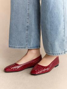 Rosivie 2025 Spring/Autumn New Arrival High-End Commuting Hollow-Out Casual Comfortable Versatile Women Flat Shoes - Burgundy - View 10