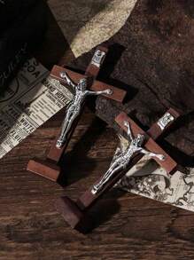 1 件手工木制十字架底座装饰，天然木色装饰，适用于客厅和家居万圣节装饰、返校墙面装饰、卧室窗帘圣诞装饰波西米亚风格房间装饰秋季装饰 - 原木色 - 查看 7