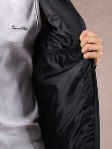 SUMWON Winter Puffer Jacket Quilted Hooded Bomber Style With Zip Pockets Ribbed Cuffs Insulated Down Alternative Coat For Cold Weather - Black - View 8