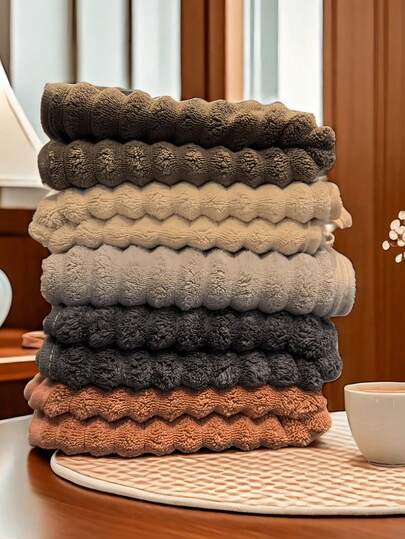 SHEIN 1 套高品质珊瑚绒复古编织浴巾 - 超柔软厚实，30x14 英寸和 55x28 英寸，快干吸水，适用于水疗中心、健身房、酒店和家居装饰，5 种颜色浴室装饰秋季装饰，适合美容院家居浴室