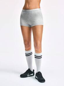LOUNGEISTA 3pcs/Set Solid Color Letter Waistband High-Waisted Boxer Brief Underwear, Comfortable For Women, Neutral Color Clothing - Multicolor - View 6