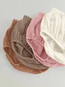 Loomiva Bộ 4 quần short thun bo gấu co giãn màu trơn cho trẻ sơ sinh Unisex - Nhiều màu - Xem 4