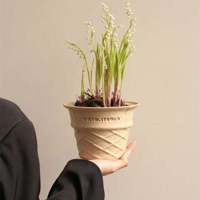 Joivida 1 Peça Vaso de Cerâmica com Formato Original de Casquinha de Sorvete, Vaso de Planta Criativo e Requintado, Elegante e de Alta Qualidade, Ideal para Decoração Doméstica, Vaso de Suculentas para Varanda Externa, Presente, Vaso de Plantio para Jardim