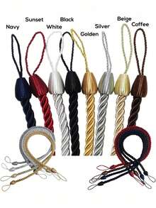 1/2pcs Polyester Woven Rope Window Curtain Tie Backs, Multi-Color & Size Options, Suitable For Curtain Fixing And Decoration Gifts Birthday Graduation - Multicolor - View 2