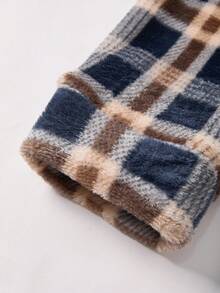 SHEIN 2pcs/Set Teenage Boy Plaid Long Sleeve Hoodie Jacket And Pants Casual Loose Outfit, Autumn/Winter Fall - Coffee Brown - View 7