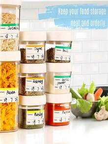SHEIN 10/100/200/300pcs Colorful Removable Freezer & Food Storage Labels - Waterproof Food Label Stickers, Kitchen Organization, Date And Content Labeling, English, No Residue Paper Tags, Ideal For Meals, Containers & Kitchen Essentials, Perfect For Holidays - Multicolor - View 9