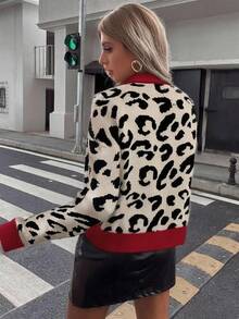 Elyressa 女式豹纹圆领休闲长袖套头衫 - 彩色 - 查看 2