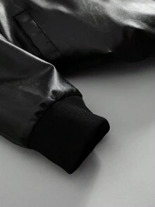 PAVTROS 男士长袖Y2K哥特风PU皮连帽拉链夹克，绣有“Boston”和“1986”字样，人造毛领，秋冬时尚街头服饰，Glowmode出品，万圣节和返校季完美之选，送给男友的理想礼物，男士定制毛领连帽夹克 - 黑色 - 查看 5