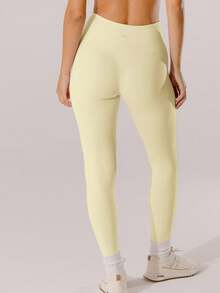 Aralina Leisurewear Active Pastel High-Rise Bottom Lift Active Buter Yellow Workout Leggings - Yellow - View 3